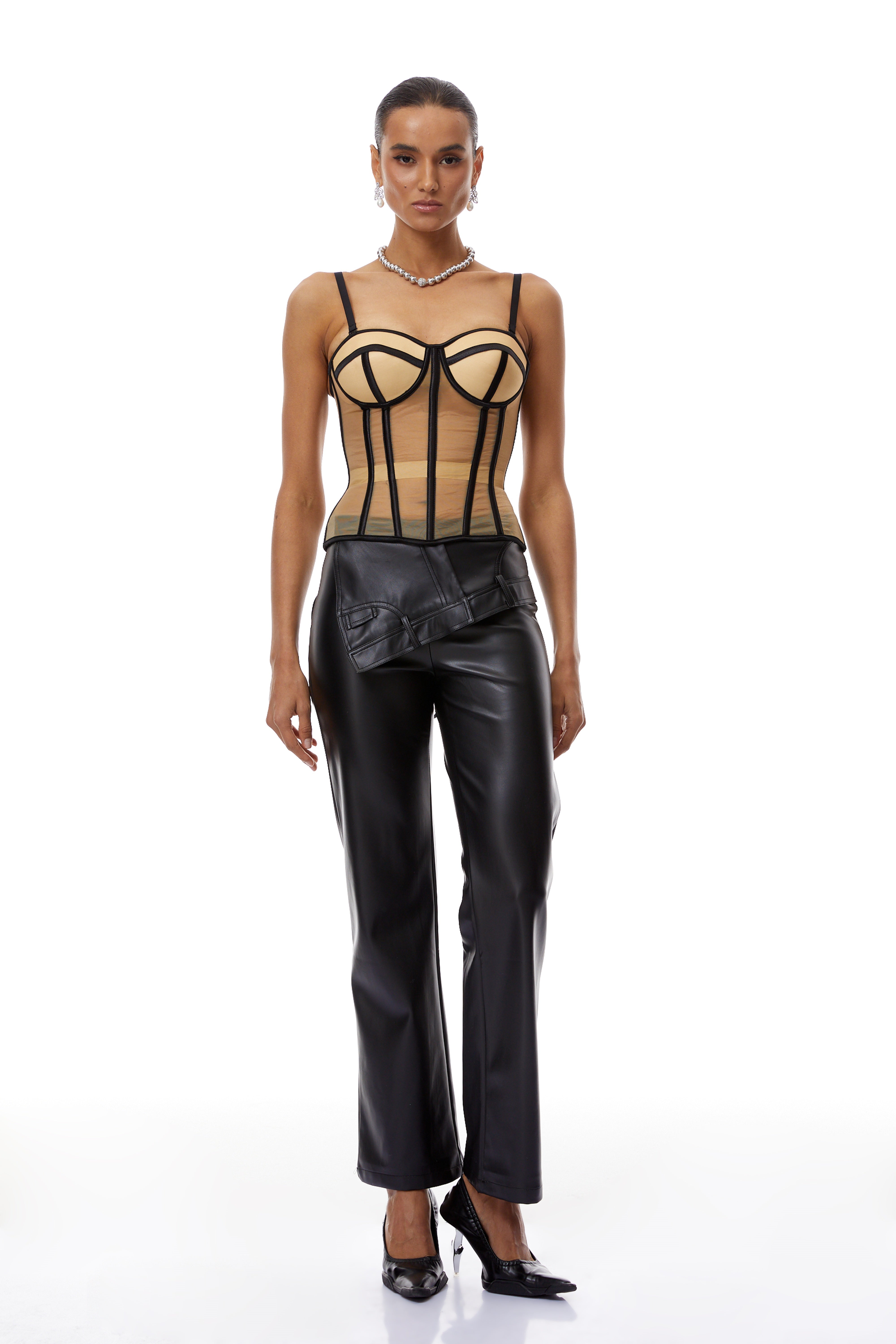 Haut corset en tulle transparent MRNewyork