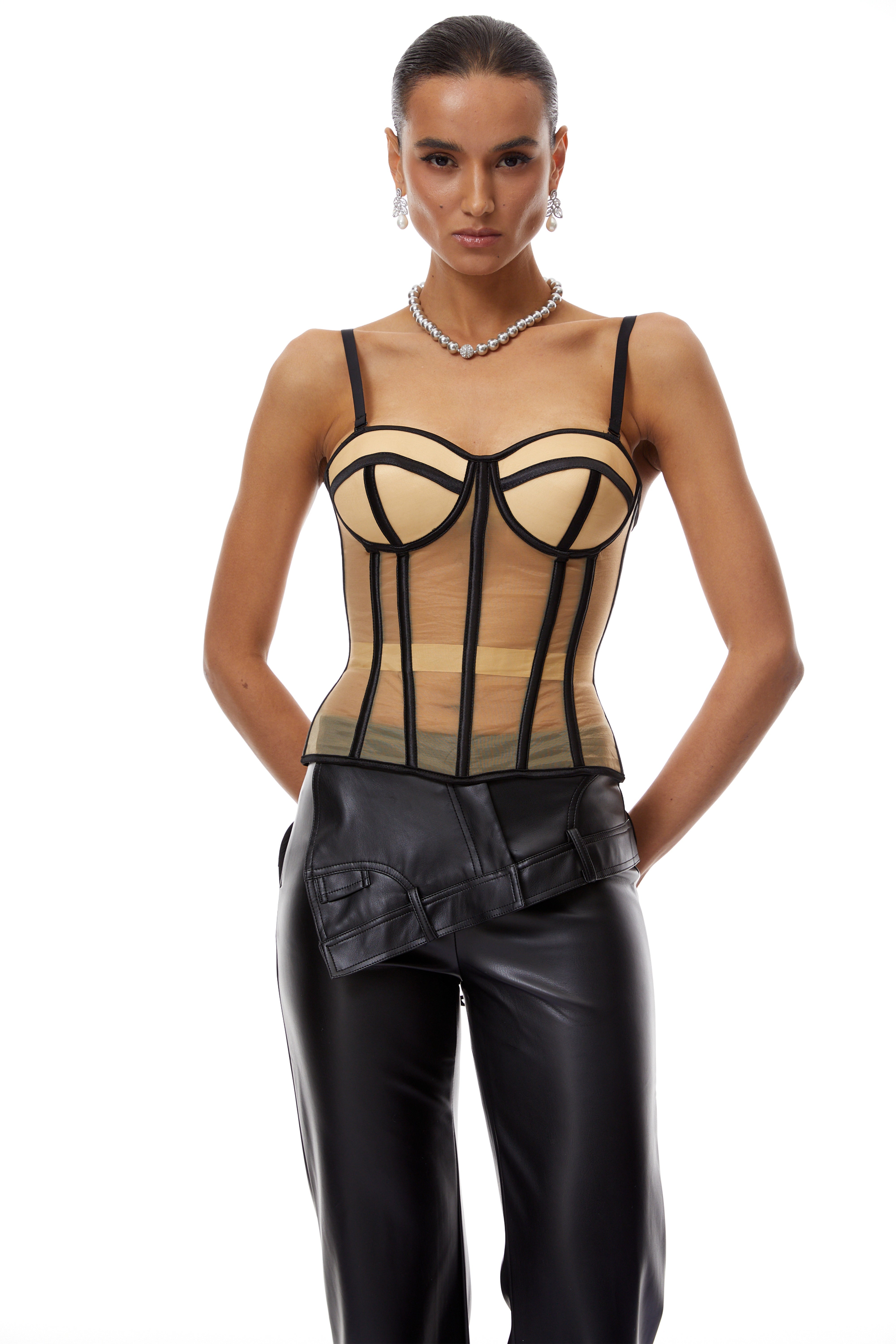 Haut corset en tulle transparent MRNewyork