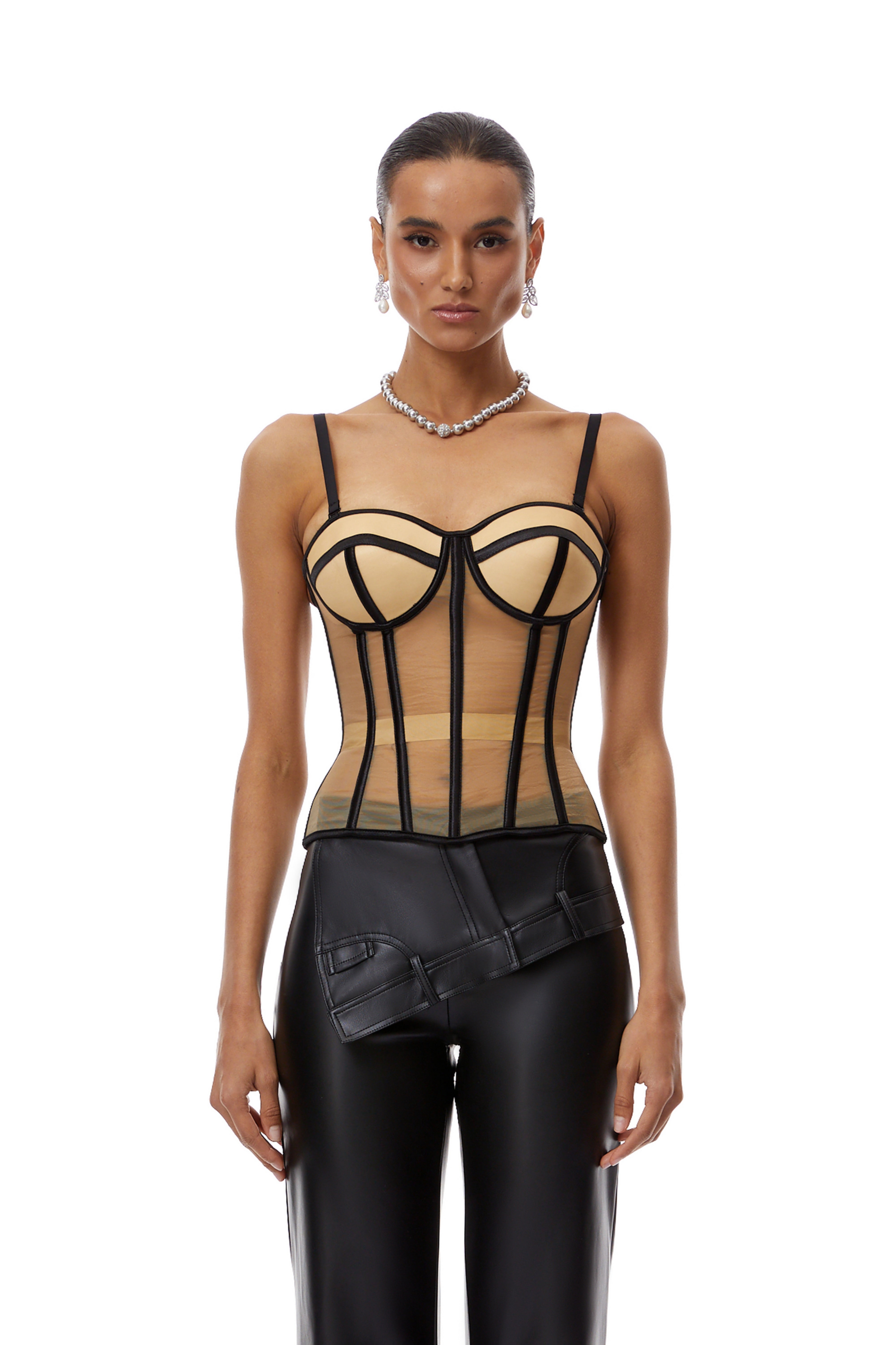 Haut corset en tulle transparent MRNewyork