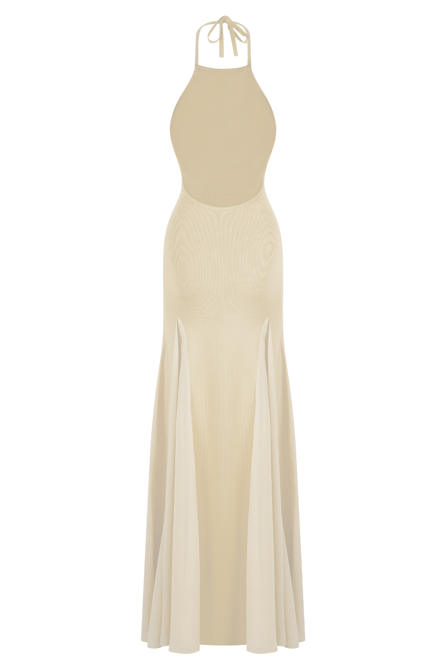 PRESTIGE — Robe longue halter dos nu ivoire