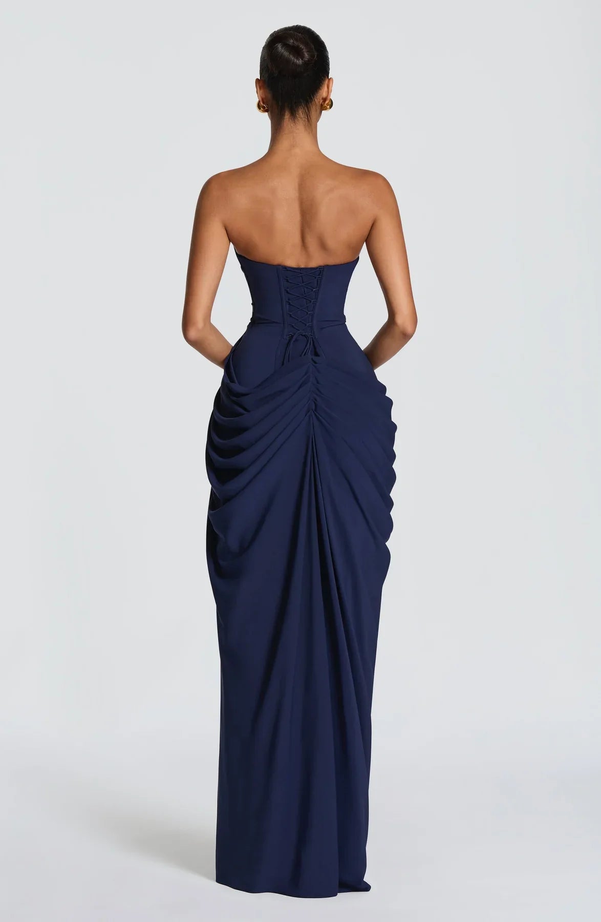 BLUE LAGON — Robe longue bustier drapée fente