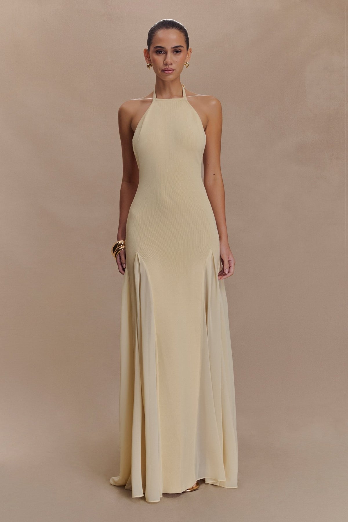 PRESTIGE — Robe longue halter dos nu ivoire - Ivoria